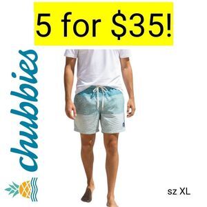 Chubbies Swimwear Blue Green Swim Trunks With Pockets Shorts on Sale 5 for 35